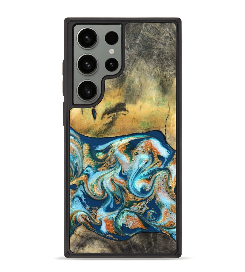 Galaxy S23 Ultra Wood Phone Case - Walton (Teal & Gold, 828333)
