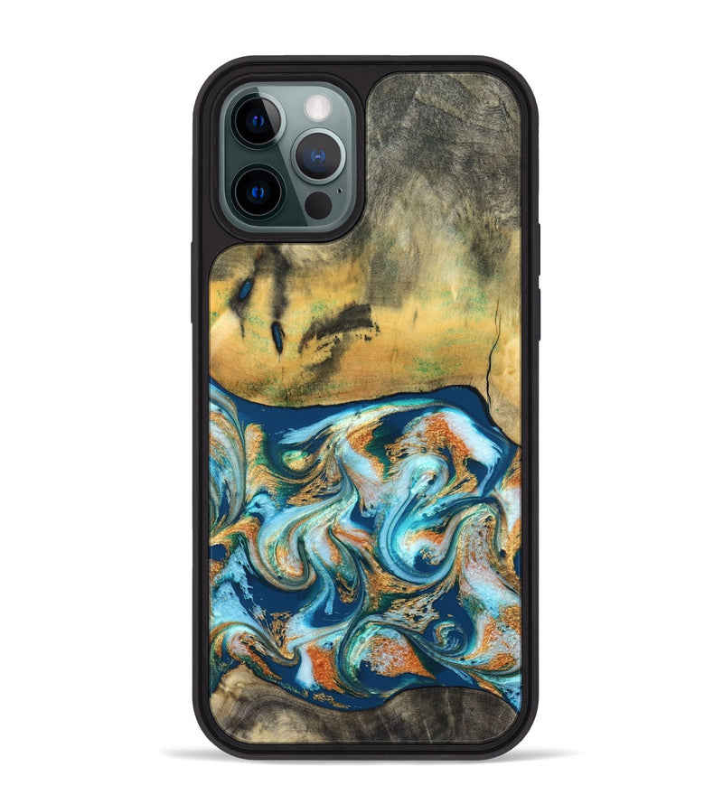 iPhone 12 Pro Max Wood Phone Case - Walton (Teal & Gold, 828333)