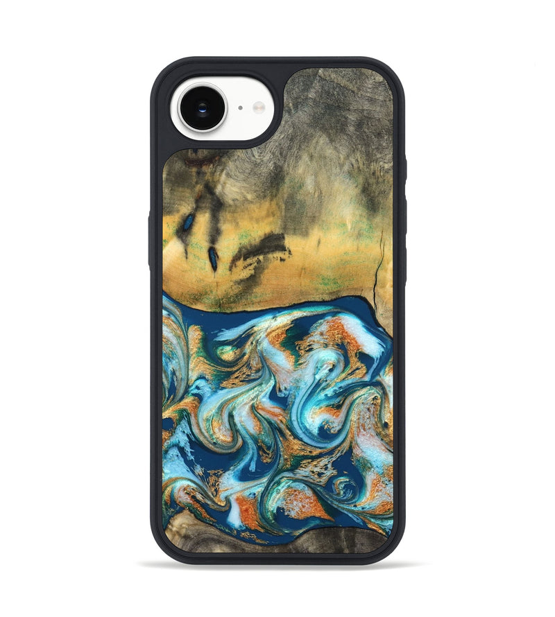 iPhone 16e Wood Phone Case - Walton (Teal & Gold, 828333)