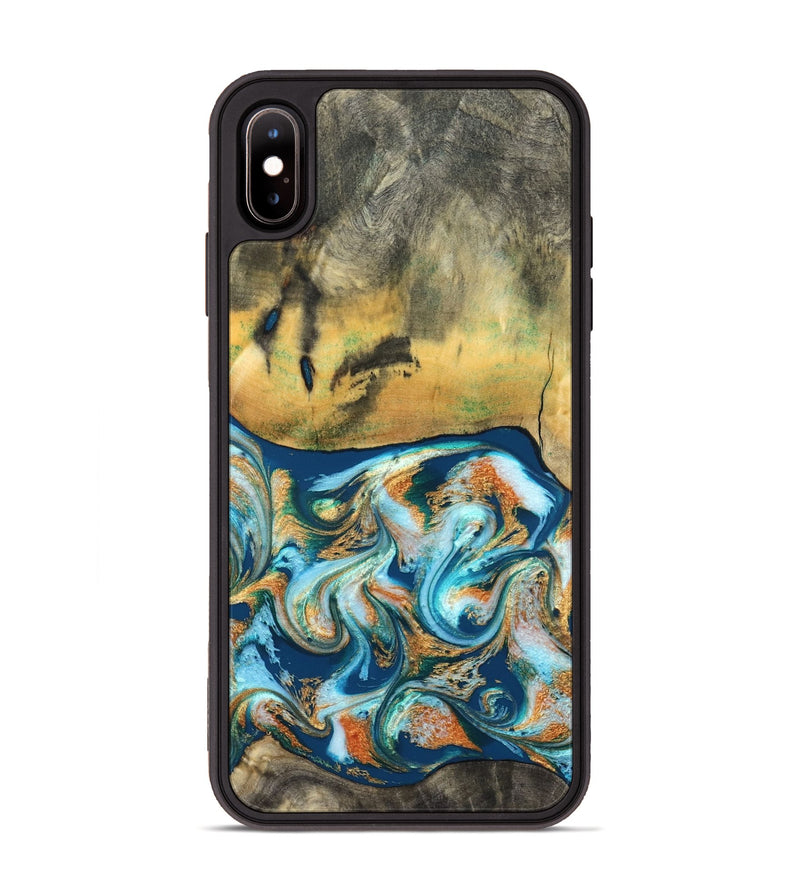 iPhone Xs Max Wood Phone Case - Walton (Teal & Gold, 828333)