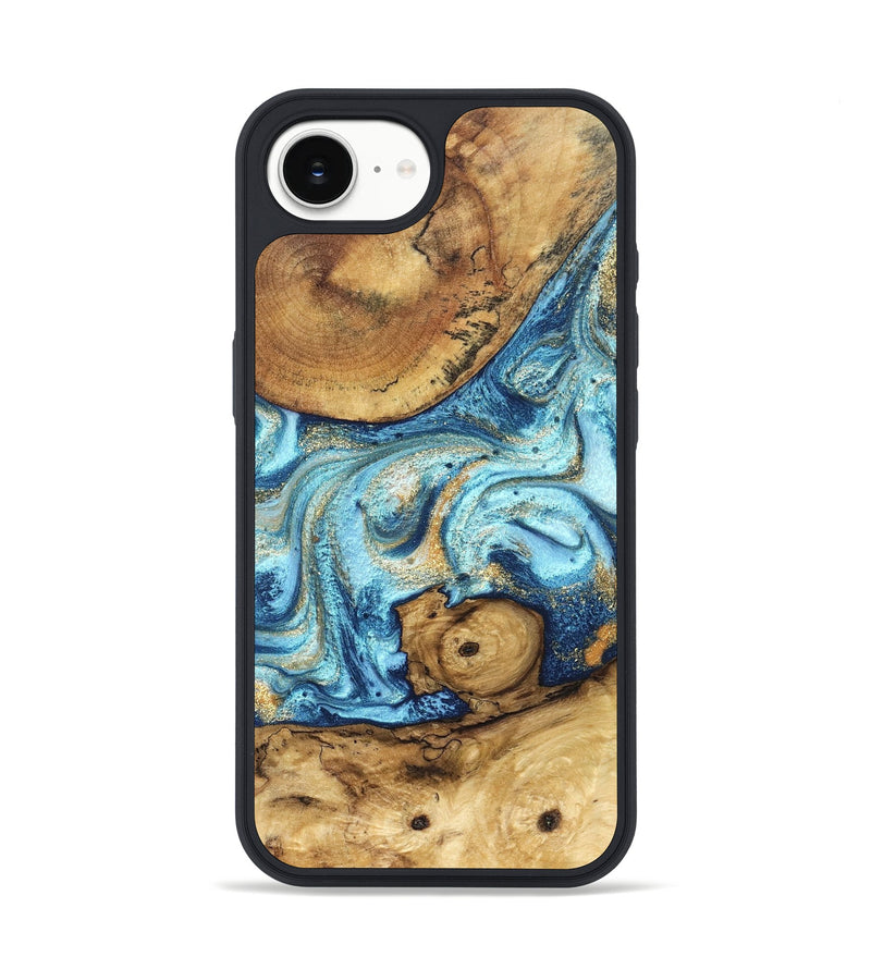 iPhone 17e Wood Phone Case - Starla (Teal & Gold, 828334)
