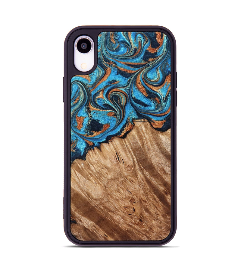 iPhone Xr Wood Phone Case - Hali (Teal & Gold, 828335)