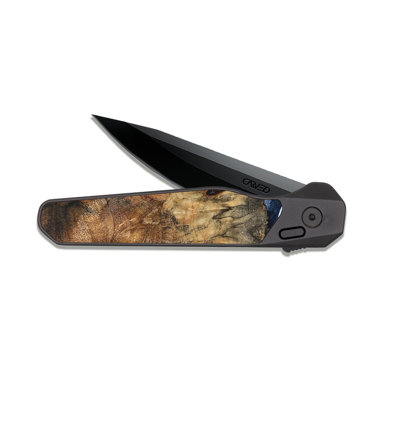 EDC Dark Slate Wood Pocket Knife - Marci (Teal & Gold, 828336)
