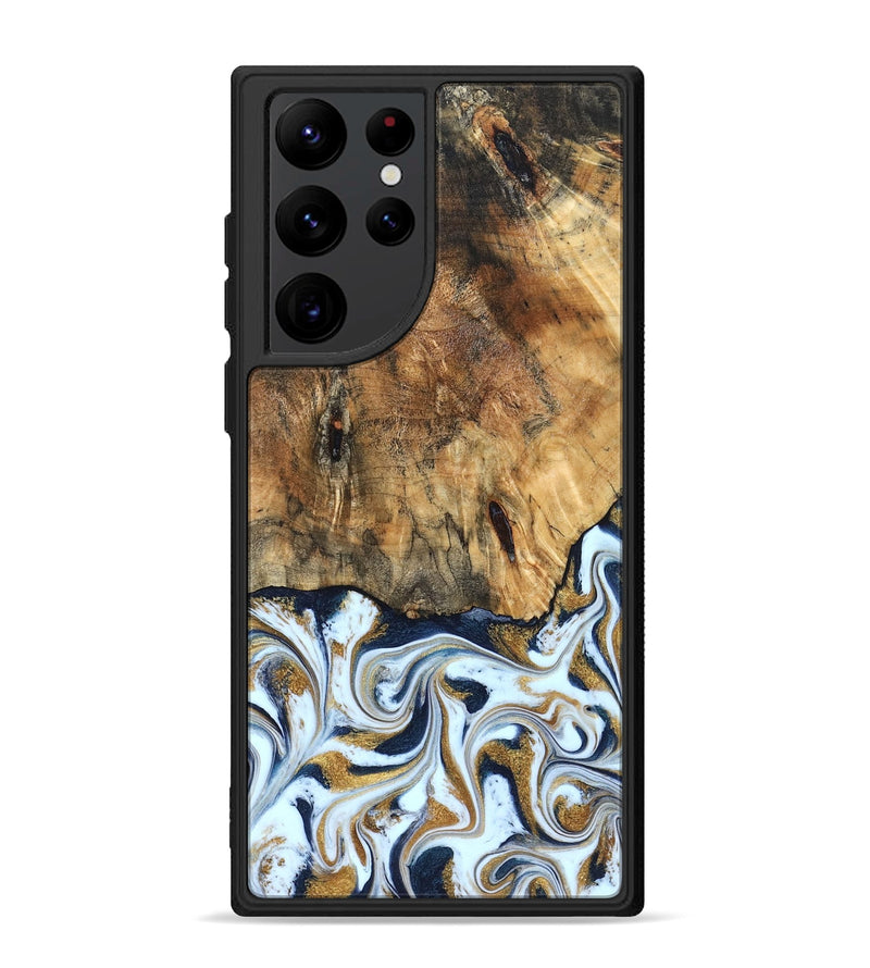 Galaxy S22 Ultra Wood Phone Case - Marci (Teal & Gold, 828336)