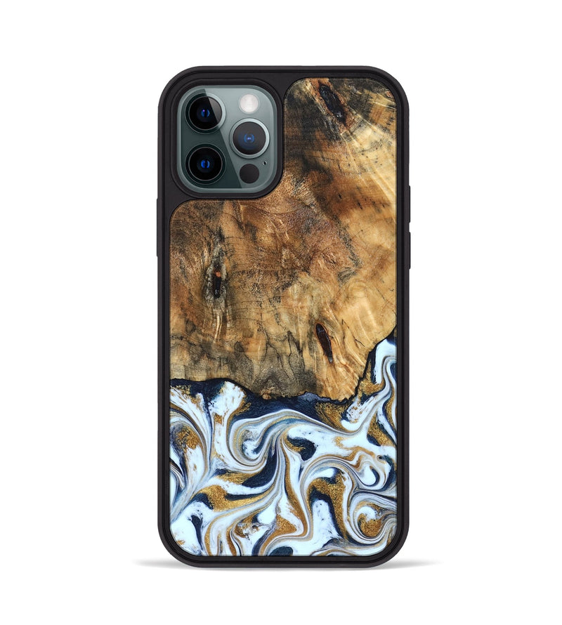 iPhone 12 Pro Wood Phone Case - Marci (Teal & Gold, 828336)