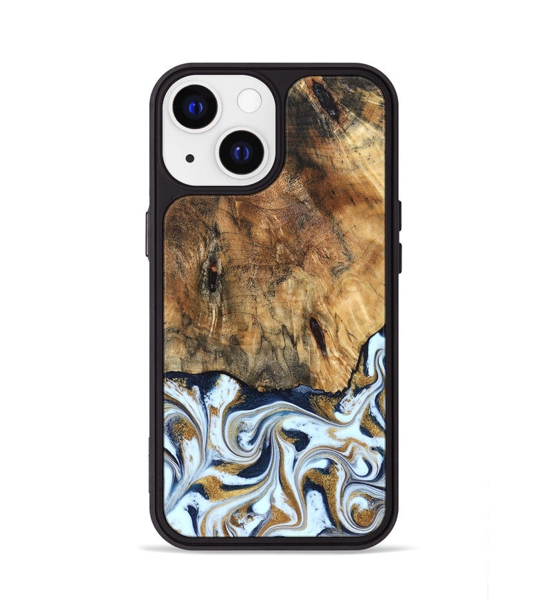 iPhone 13 Wood Phone Case - Marci (Teal & Gold, 828336)