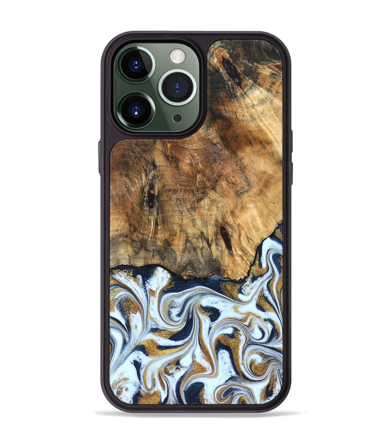 iPhone 13 Pro Max Wood Phone Case - Marci (Teal & Gold, 828336)