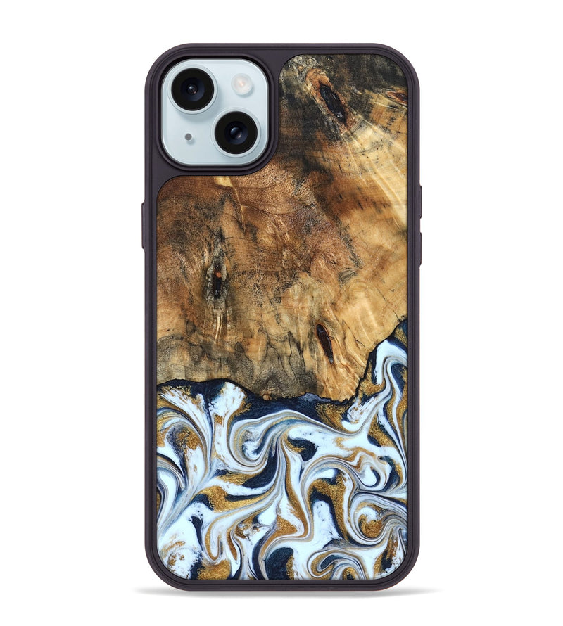 iPhone 15 Plus Wood Phone Case - Marci (Teal & Gold, 828336)