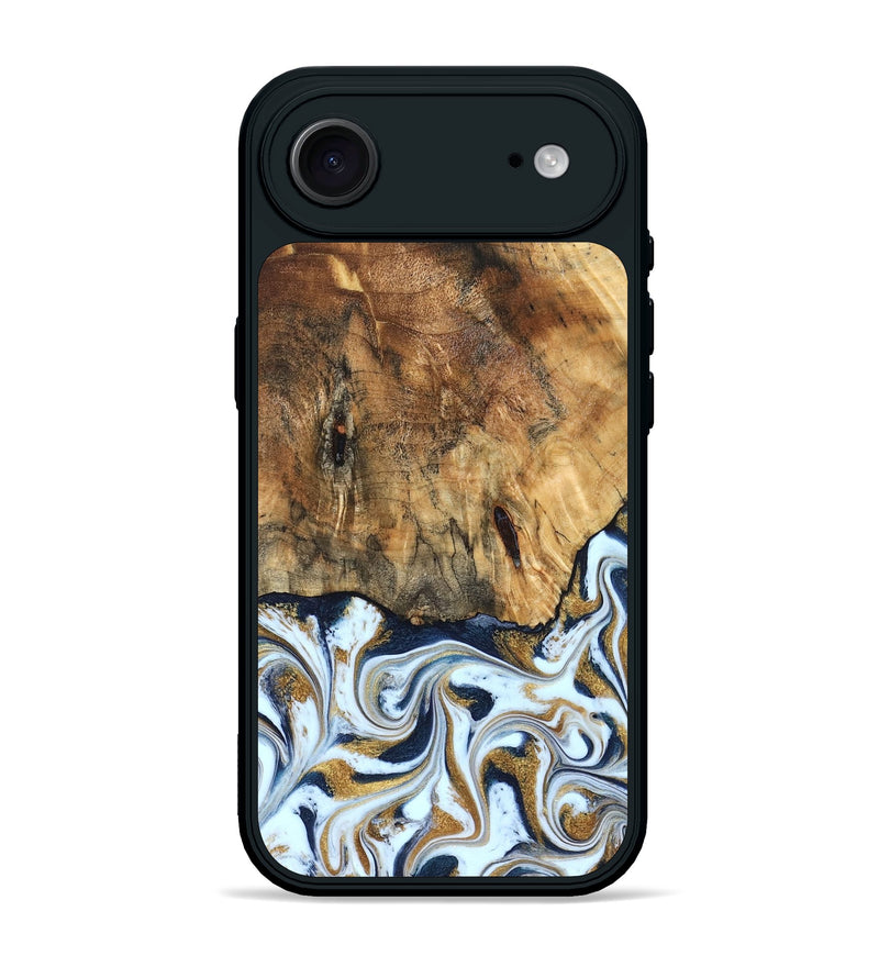 iPhone 17 Air Wood Phone Case - Marci (Teal & Gold, 828336)