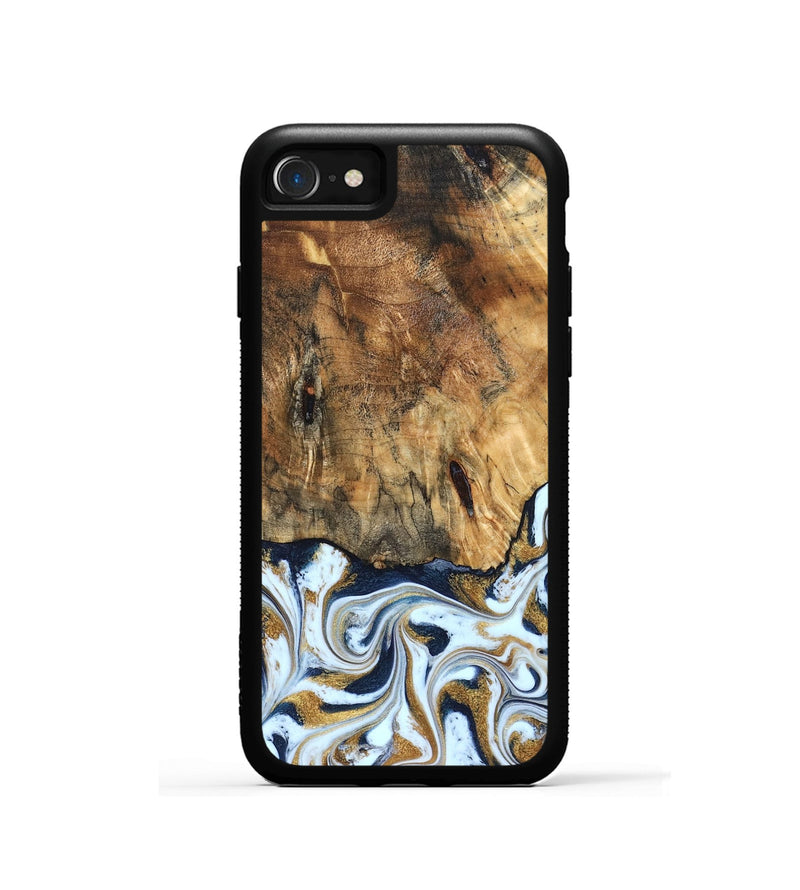iPhone SE Wood Phone Case - Marci (Teal & Gold, 828336)