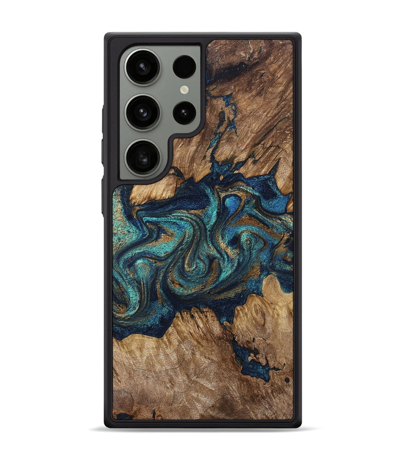Galaxy S24 Ultra Wood Phone Case - Mable (Teal & Gold, 828337)