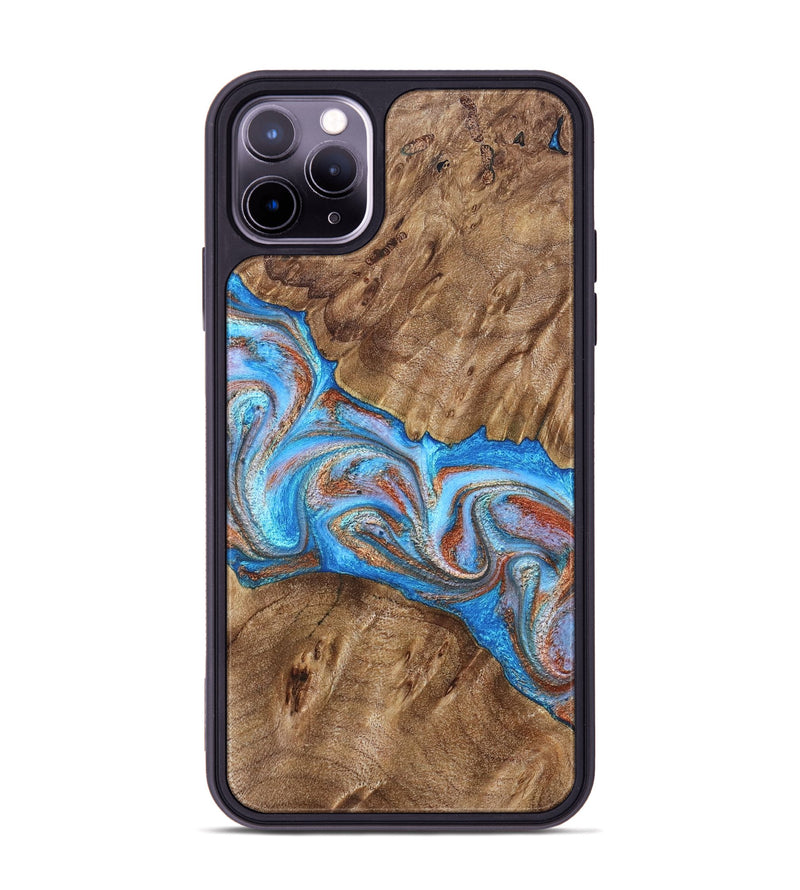 iPhone 11 Pro Max Wood Phone Case - Larry (Teal & Gold, 828339)