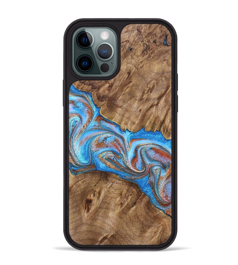 iPhone 12 Pro Max Wood Phone Case - Larry (Teal & Gold, 828339)