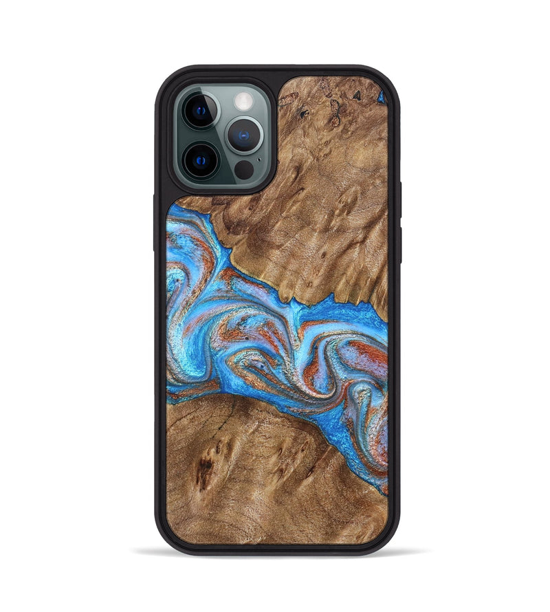 iPhone 12 Pro Wood Phone Case - Larry (Teal & Gold, 828339)