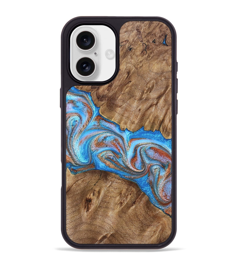 iPhone 16 Plus Wood Phone Case - Larry (Teal & Gold, 828339)