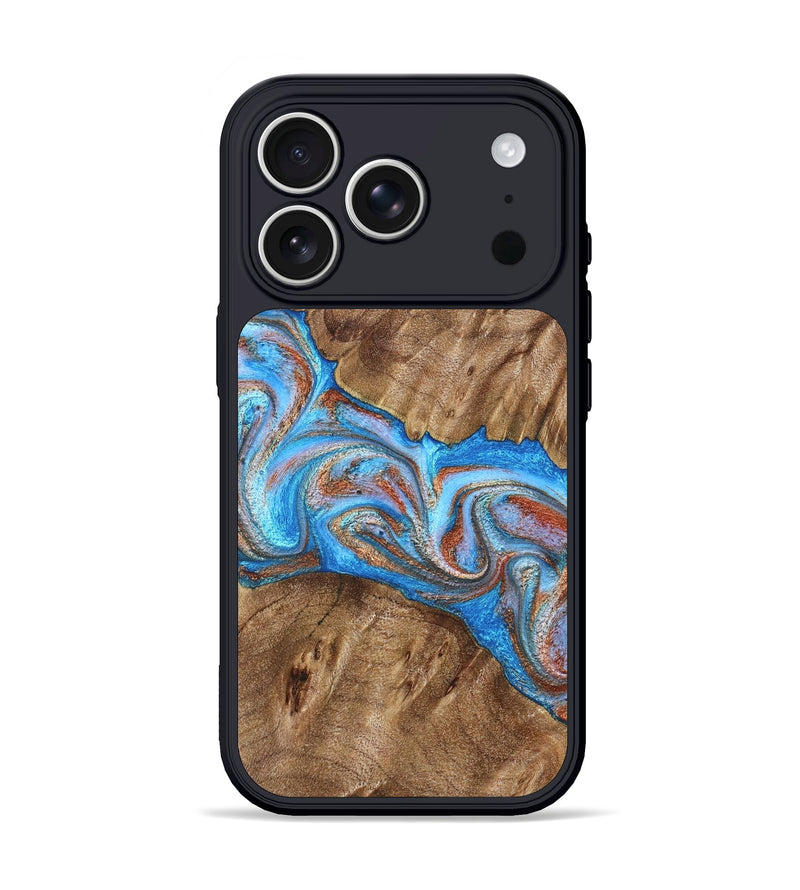 iPhone 17 Pro Wood Phone Case - Larry (Teal & Gold, 828339)
