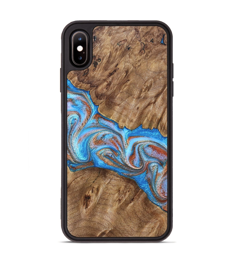 iPhone Xs Max Wood Phone Case - Larry (Teal & Gold, 828339)