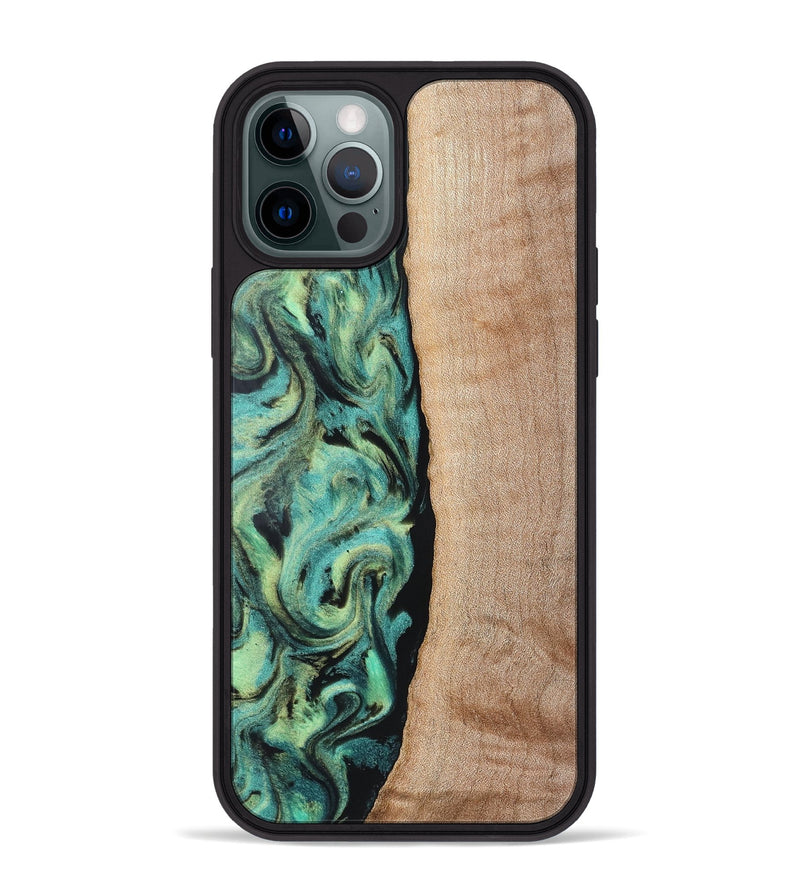 iPhone 12 Pro Max Wood Phone Case - Tosha (Green, 828343)