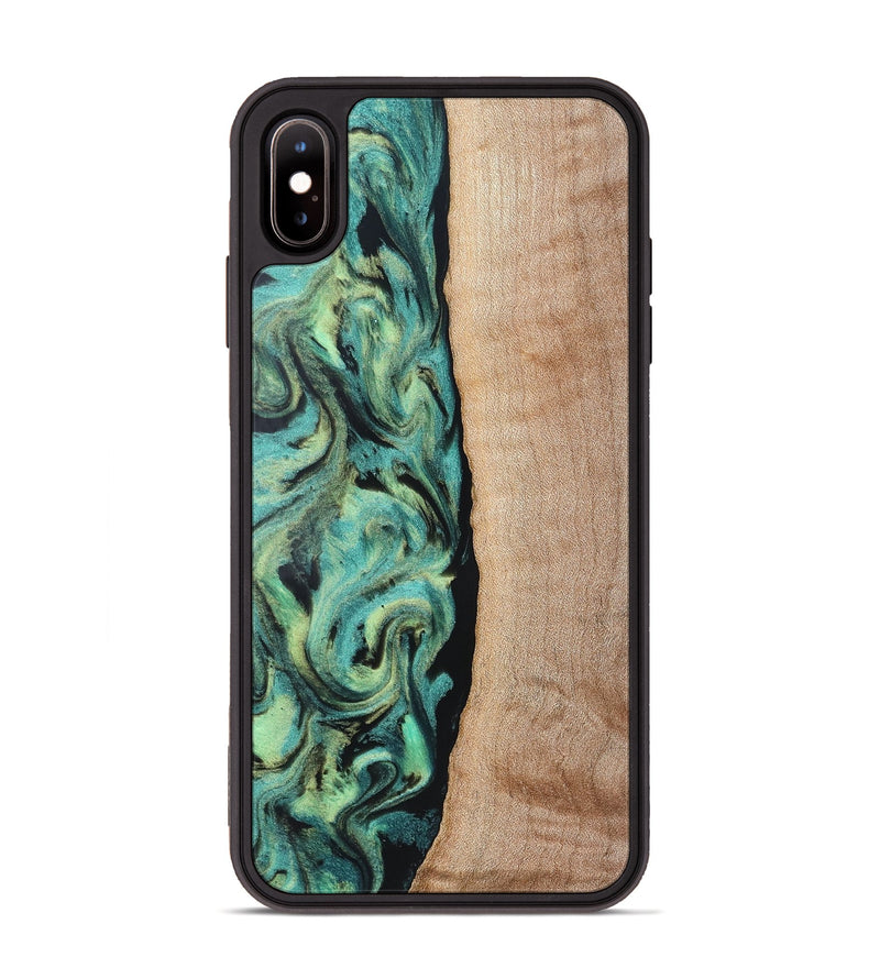 iPhone Xs Max Wood Phone Case - Tosha (Green, 828343)