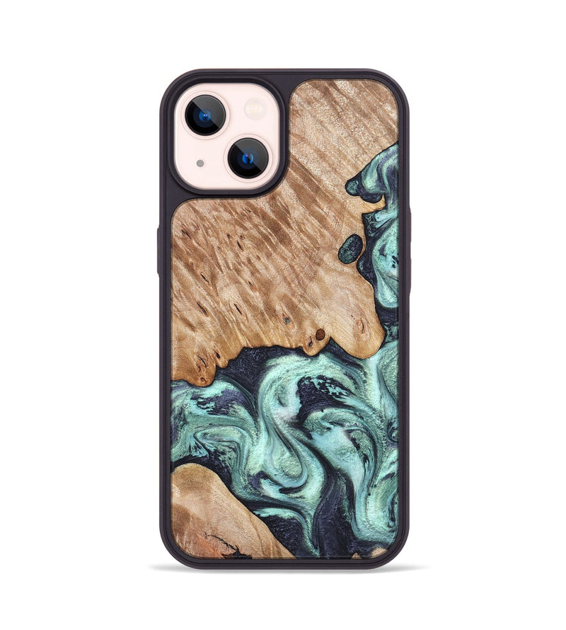 iPhone 14 Wood Phone Case - Isa (Green, 828350)