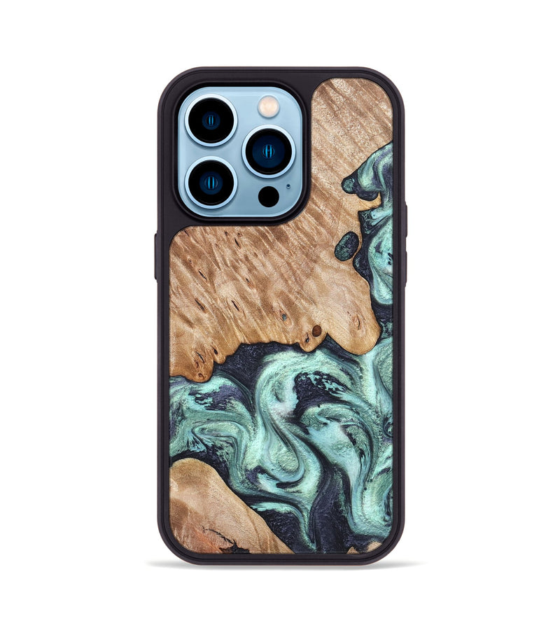 iPhone 14 Pro Wood Phone Case - Isa (Green, 828350)