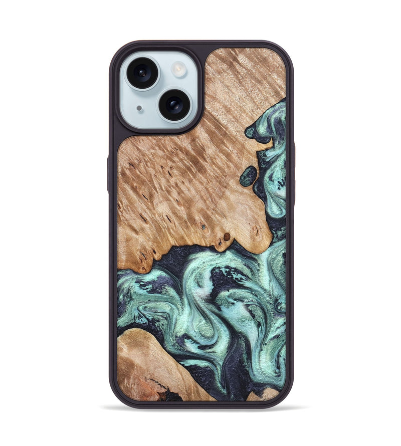 iPhone 15 Wood Phone Case - Isa (Green, 828350)