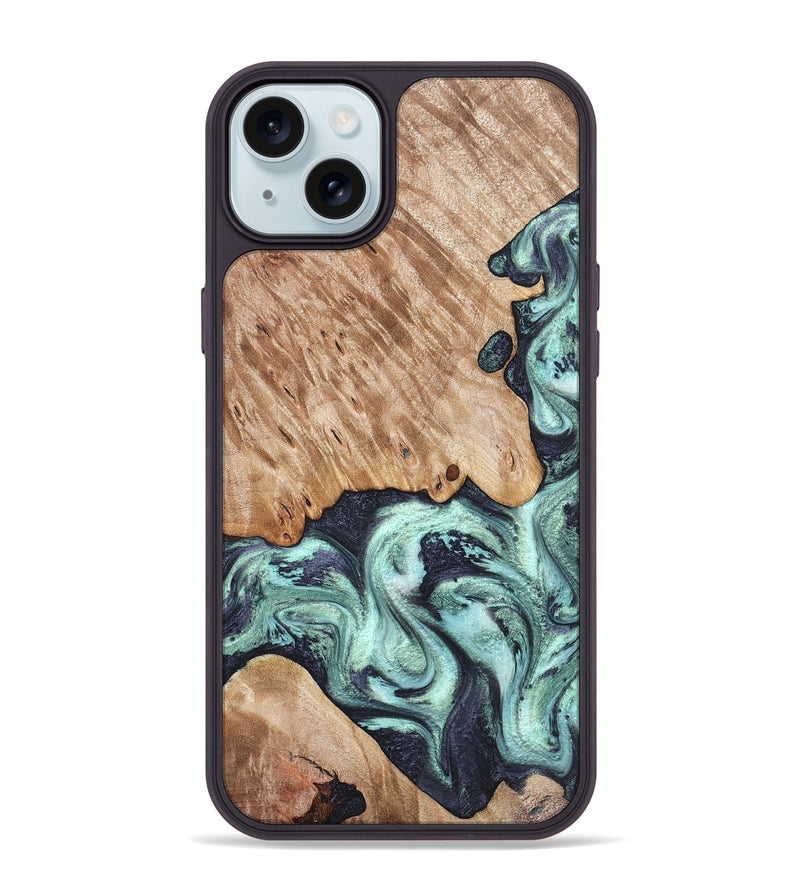 iPhone 15 Plus Wood Phone Case - Isa (Green, 828350)