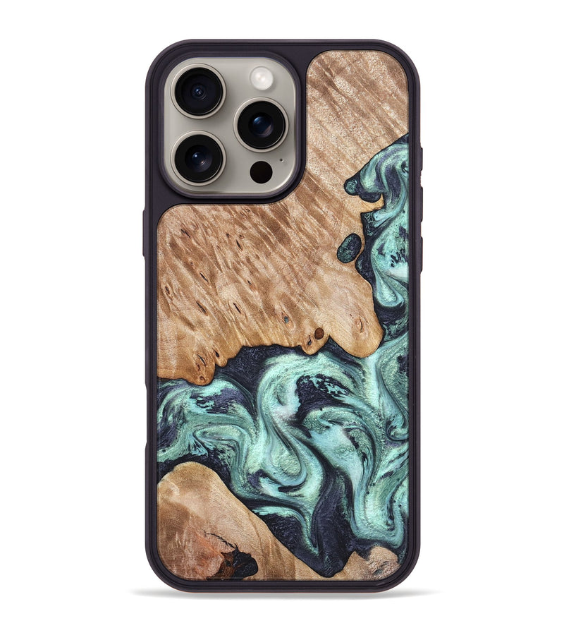 iPhone 16 Pro Max Wood Phone Case - Isa (Green, 828350)