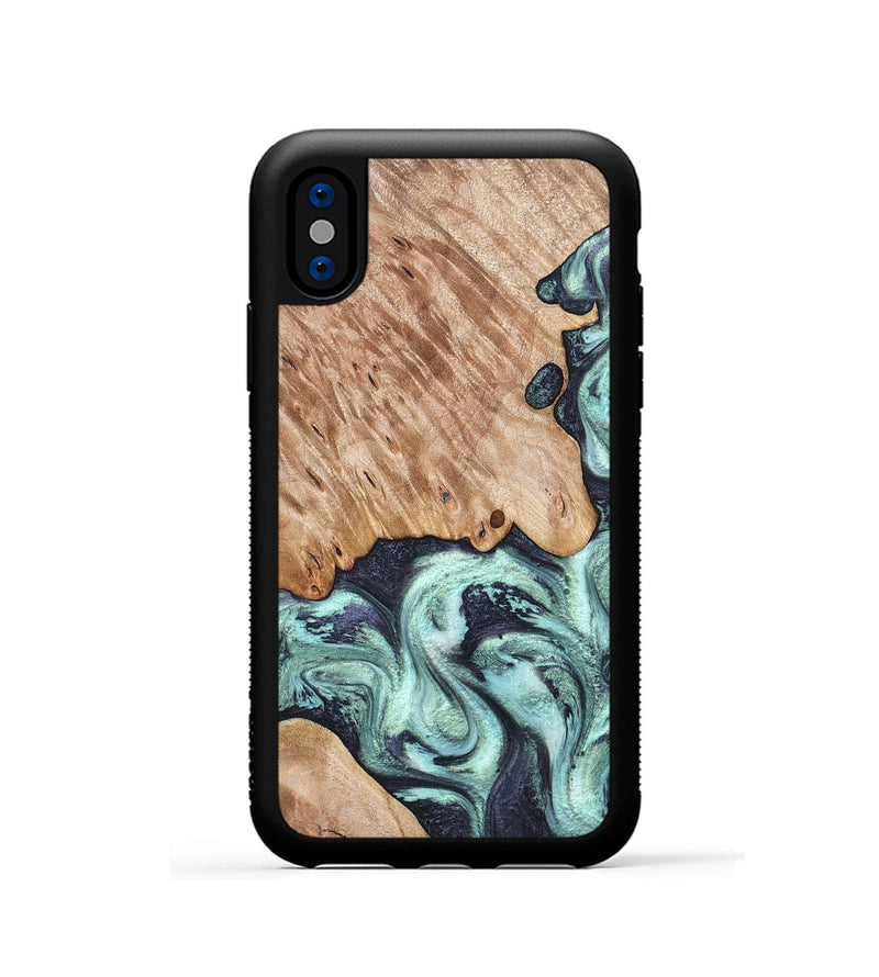 iPhone Xs Wood Phone Case - Isa (Green, 828350)