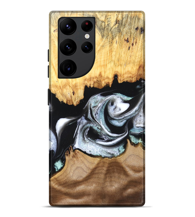 Galaxy S22 Ultra Wood Live Edge Phone Case - Damon (Black & White, 828517)