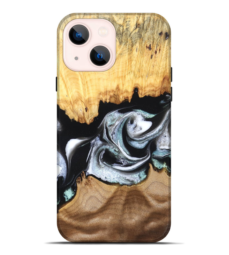 iPhone 14 Plus Wood Live Edge Phone Case - Damon (Black & White, 828517)