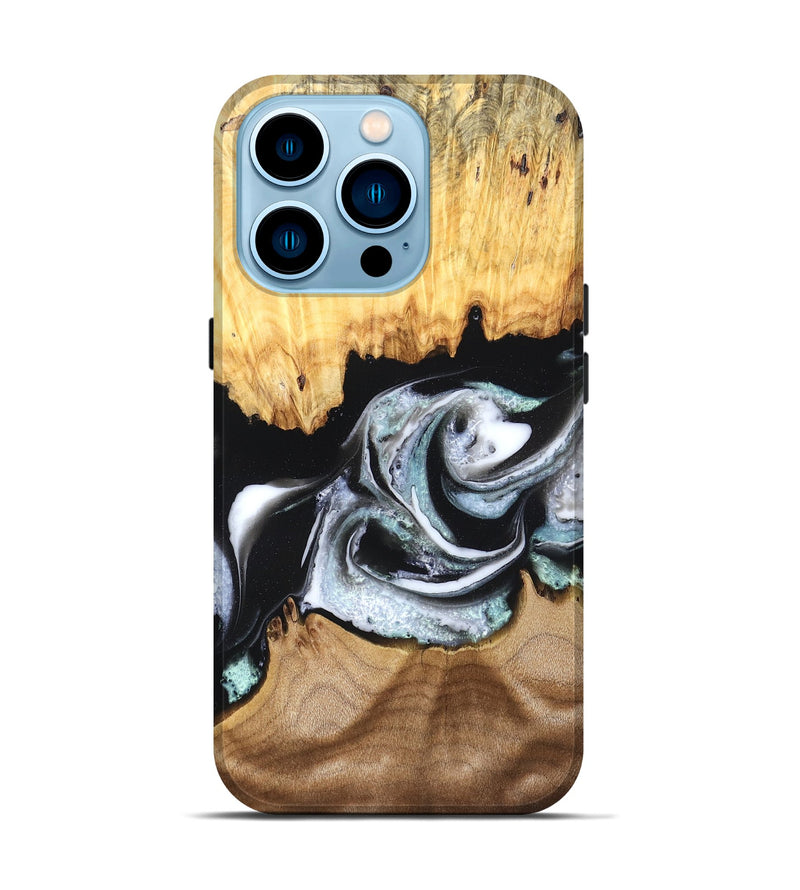 iPhone 14 Pro Wood Live Edge Phone Case - Damon (Black & White, 828517)