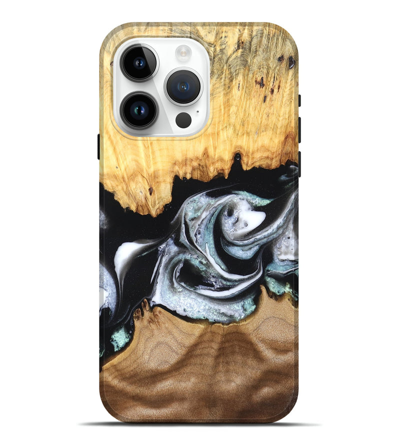 iPhone 15 Pro Max Wood Live Edge Phone Case - Damon (Black & White, 828517)