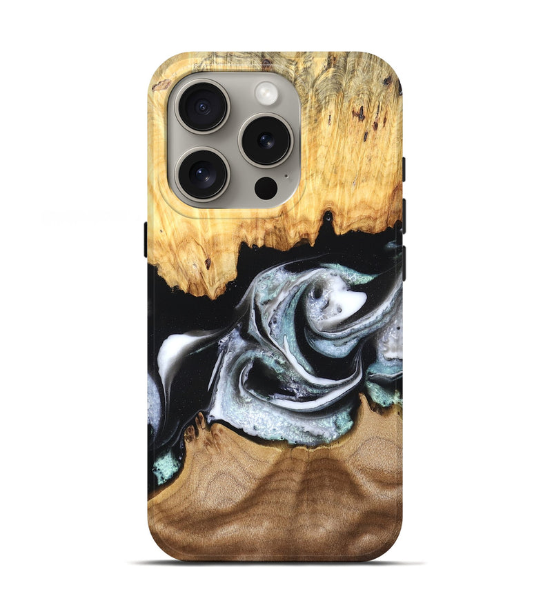 iPhone 16 Pro Wood Live Edge Phone Case - Damon (Black & White, 828517)