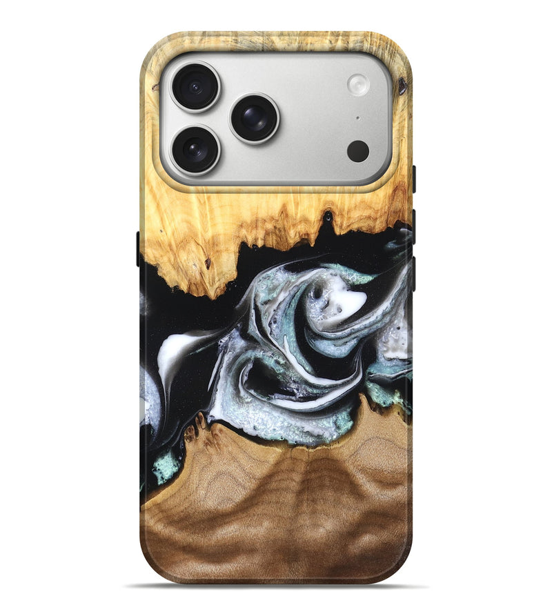 iPhone 17 Pro Max Wood Live Edge Phone Case - Damon (Black & White, 828517)