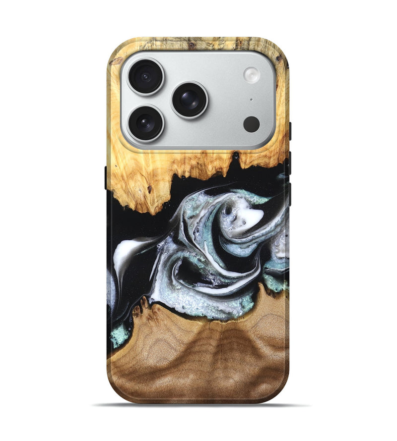 iPhone 18 Pro Wood Live Edge Phone Case - Damon (Black & White, 828517)