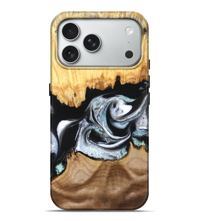 iPhone 18 Pro Max Wood Live Edge Phone Case - Damon (Black & White, 828517)