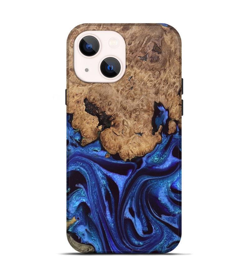iPhone 14 Wood Live Edge Phone Case - Cicero (Blue, 828522)