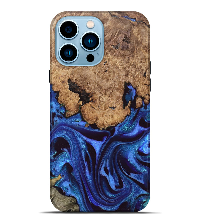 iPhone 14 Pro Max Wood Live Edge Phone Case - Cicero (Blue, 828522)