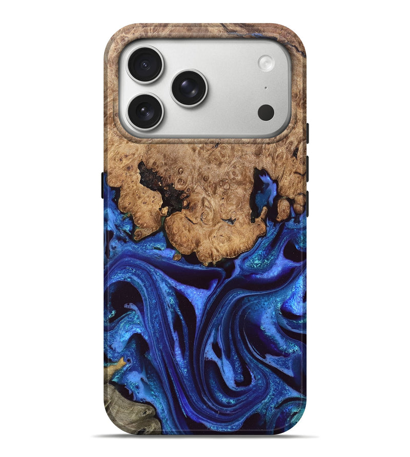 iPhone 17 Pro Max Wood Live Edge Phone Case - Cicero (Blue, 828522)