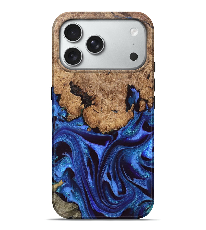 iPhone 18 Pro Max Wood Live Edge Phone Case - Cicero (Blue, 828522)