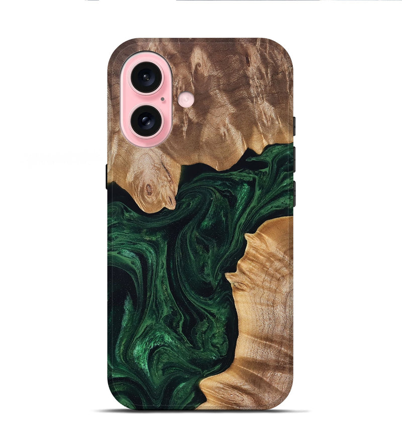 iPhone 16 Wood Live Edge Phone Case - Kala (Green, 828524)