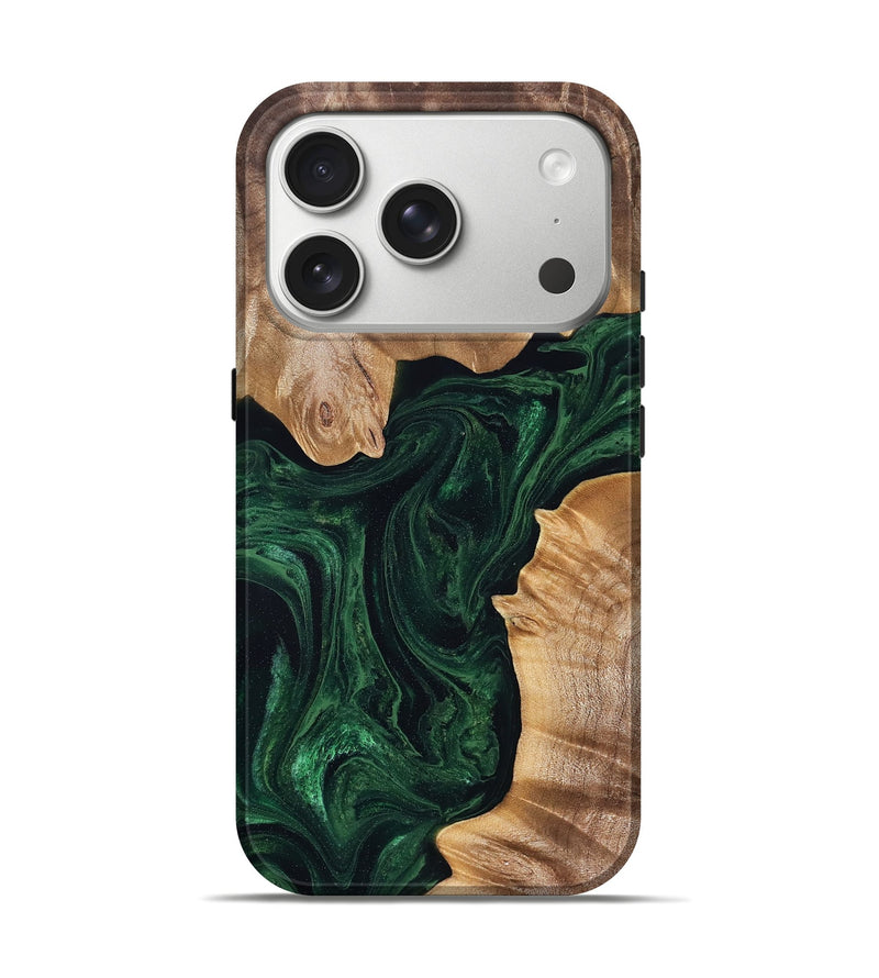 iPhone 17 Pro Wood Live Edge Phone Case - Kala (Green, 828524)