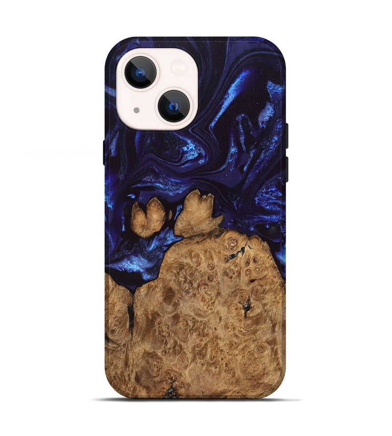 iPhone 13 Wood Live Edge Phone Case - Savanah (Blue, 828525)
