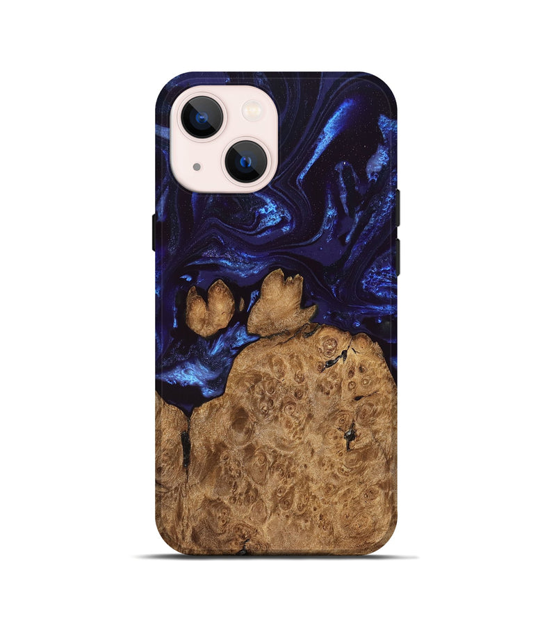 iPhone 13 mini Wood Live Edge Phone Case - Savanah (Blue, 828525)
