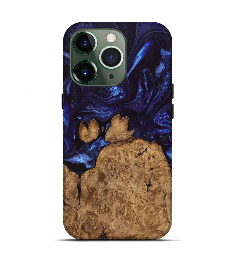 iPhone 13 Pro Wood Live Edge Phone Case - Savanah (Blue, 828525)