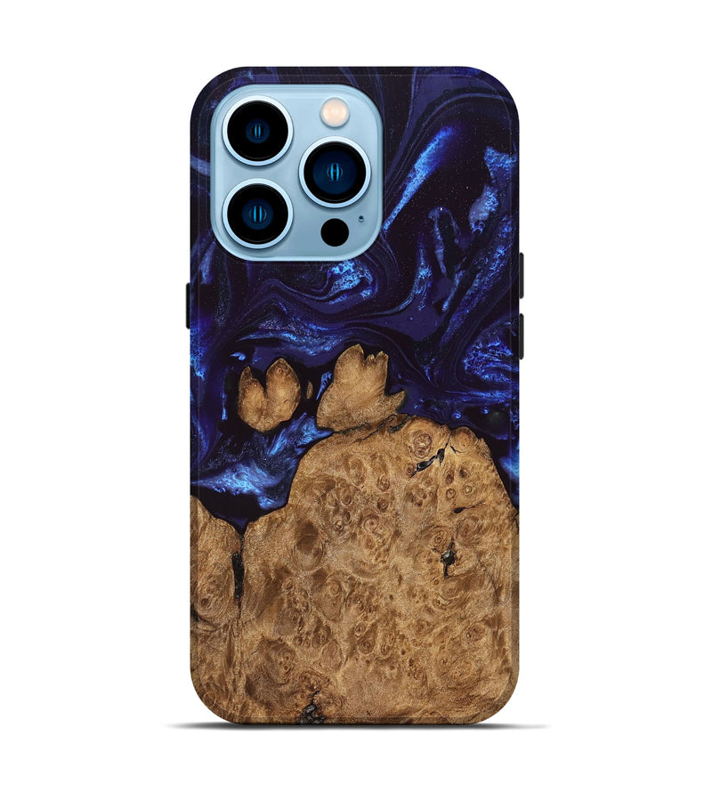 iPhone 14 Pro Wood Live Edge Phone Case - Savanah (Blue, 828525)