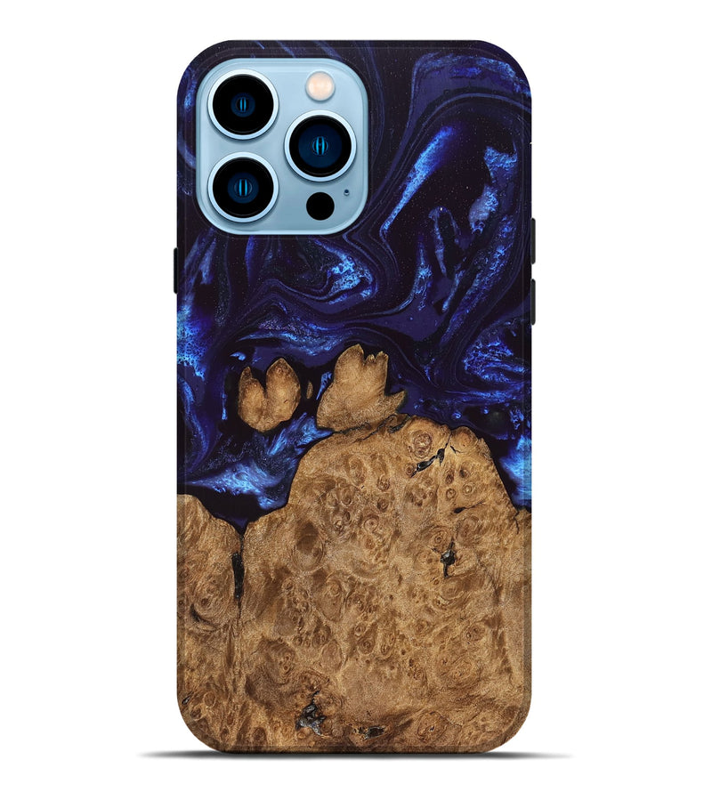 iPhone 14 Pro Max Wood Live Edge Phone Case - Savanah (Blue, 828525)