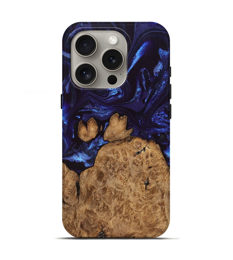 iPhone 16 Pro Wood Live Edge Phone Case - Savanah (Blue, 828525)