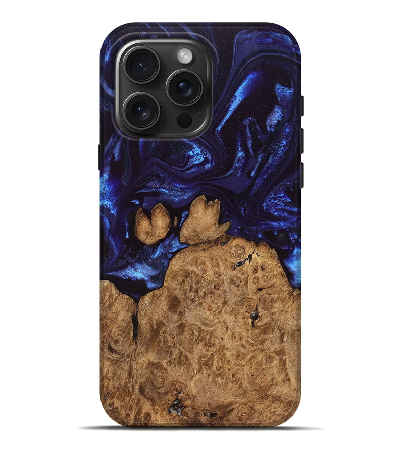 iPhone 16 Pro Max Wood Live Edge Phone Case - Savanah (Blue, 828525)